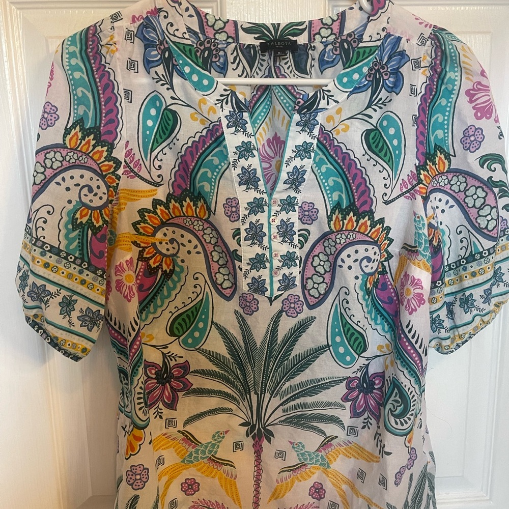 Colorful Talbots Paisley Print Women's Top
